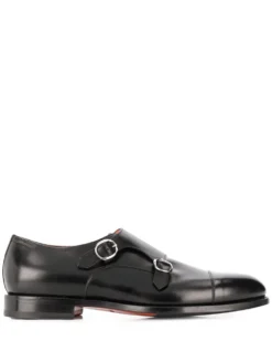 Men Santoni Round-toe Low-heel Monk Shoes