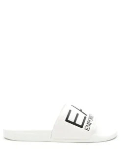 Men Ea7 Emporio Armani Logo-embossed Faux-leather Slides