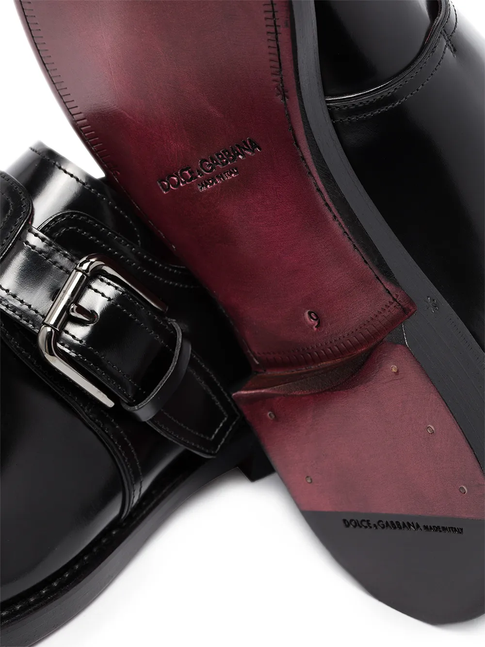 Men Dolce & Gabbana Brushed Leather Monk Shoes - Image 2