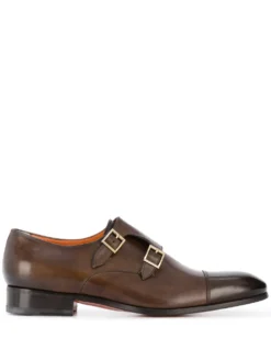Men Santoni Double-buckle Leather Shoes