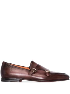 Men Santoni Double Strap Monk Shoes