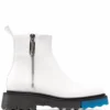 Men Off-White Contrast Panel Ankle Boots
