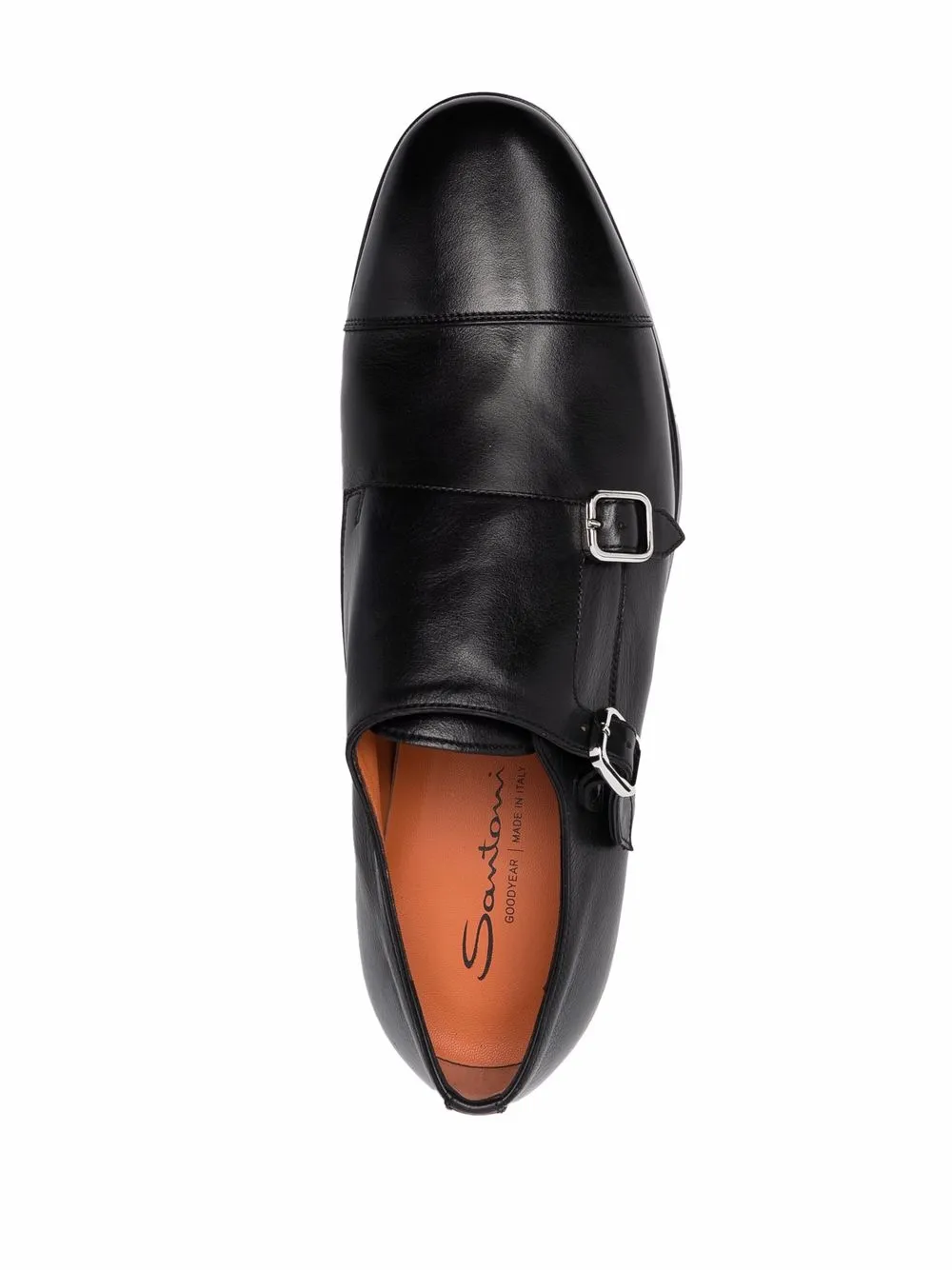 Men Santoni Almond-toe Leather Monk Shoes - Image 4