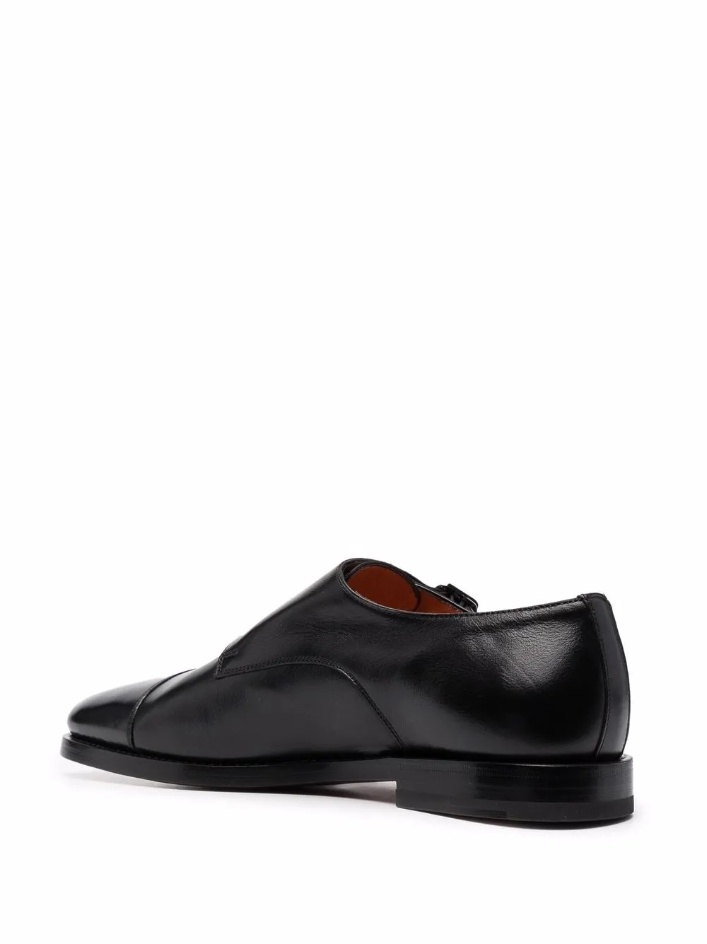 Men Santoni Almond-toe Leather Monk Shoes - Image 3