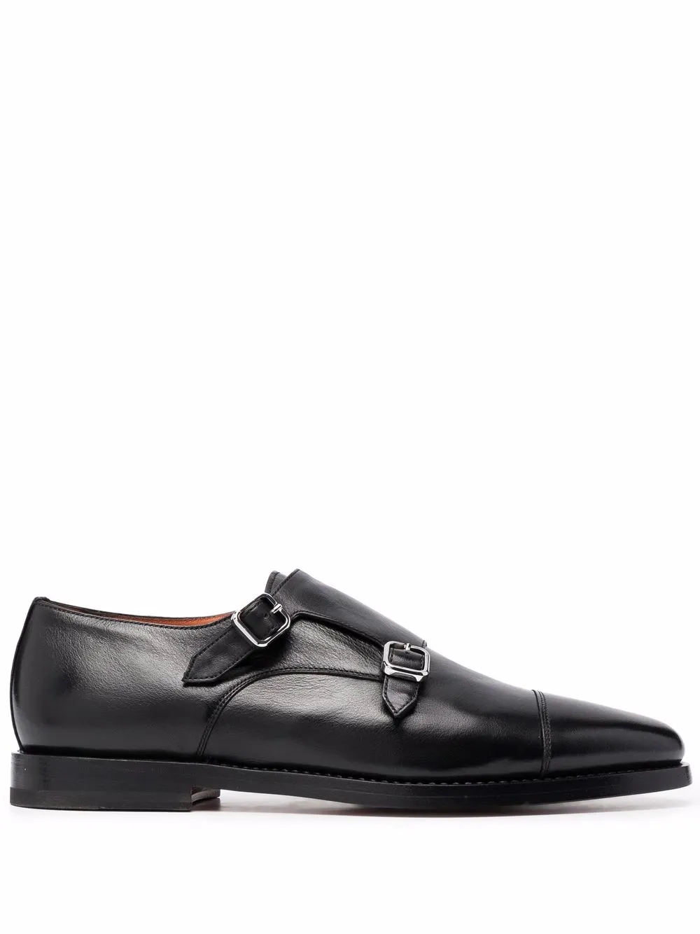 Men Santoni Almond-toe Leather Monk Shoes
