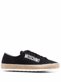 Men Moschino Logo-embroidered Suede Espadrilles