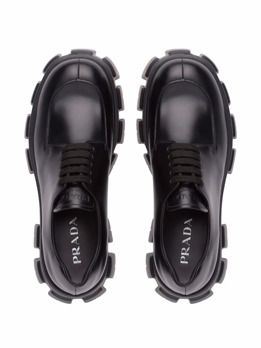 Men Prada Monolith Brushed Leather Lace-up Shoes - Image 4