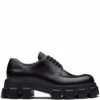 Men Prada Monolith Brushed Leather Lace-up Shoes
