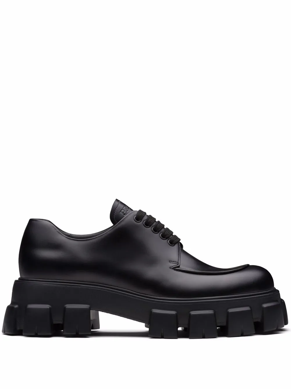 Men Prada Monolith Brushed Leather Lace-up Shoes
