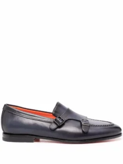 Men Santoni Side Buckle-fastening Monk Shoes