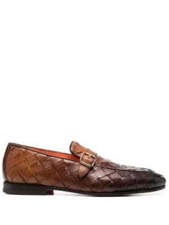 Men Santoni Interwoven Leather Loafers