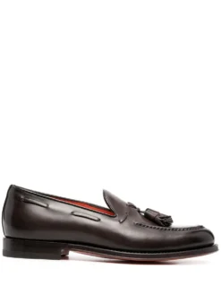 Men Santoni Leather Tassel Loafers
