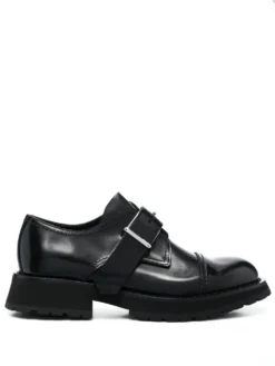 Men Alexander McQueen Buckle-fastening Leather Monk Shoes
