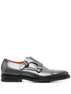 Men Santoni Buckled Leather Shoes