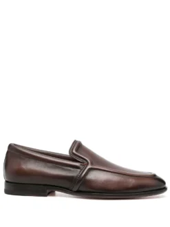 Men Santoni Polished Leather Loafers