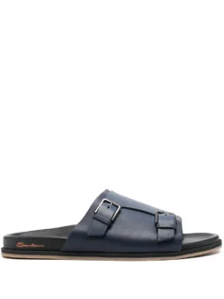 Men Santoni Buckled Leather Slides