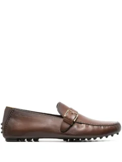 Men Santoni Buckle-detail Leather Loafers