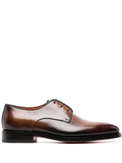 Men Santoni Burnished-effect Derby Shoes