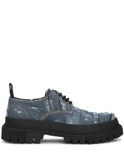 Men Dolce & Gabbana Patchwork-detail Lace-up Loafers