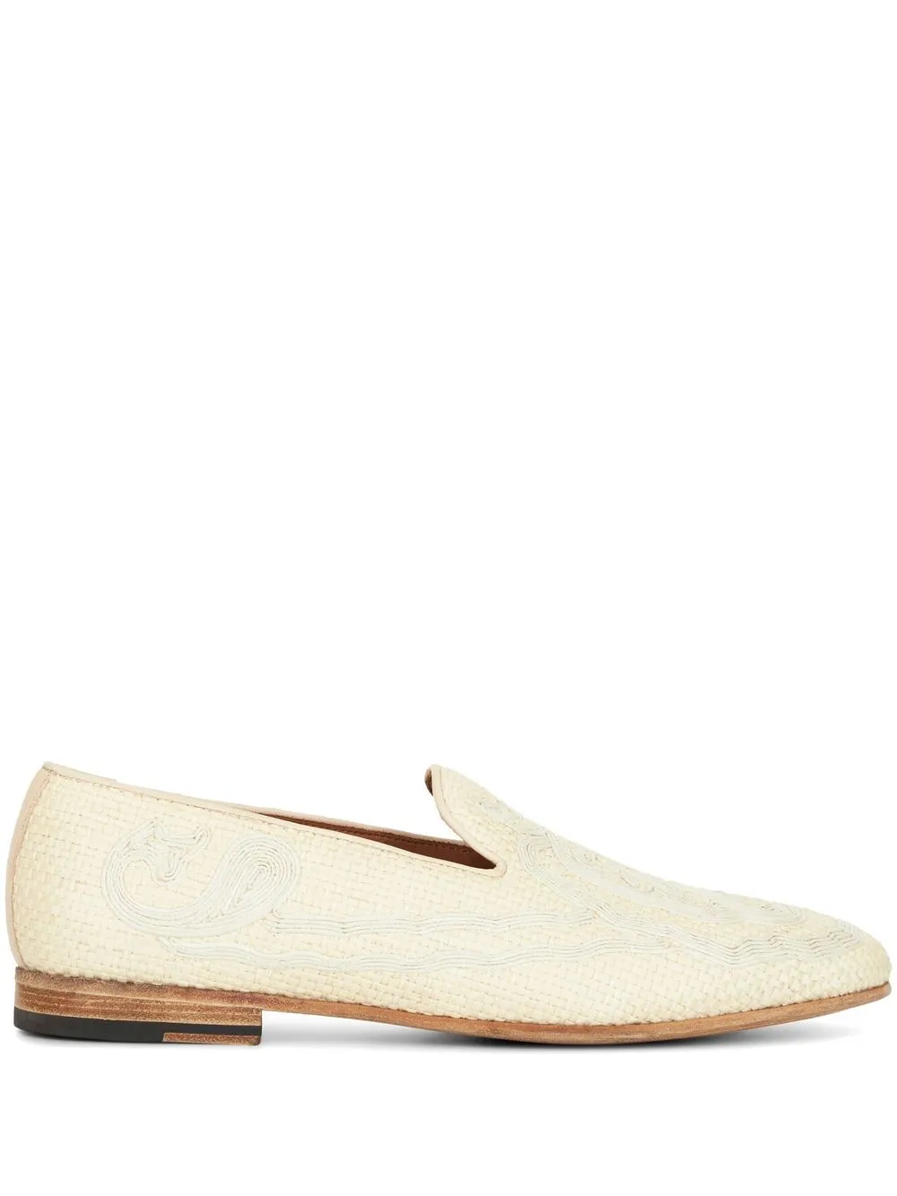 Men ETRO Embroidered-design Raffia Loafers