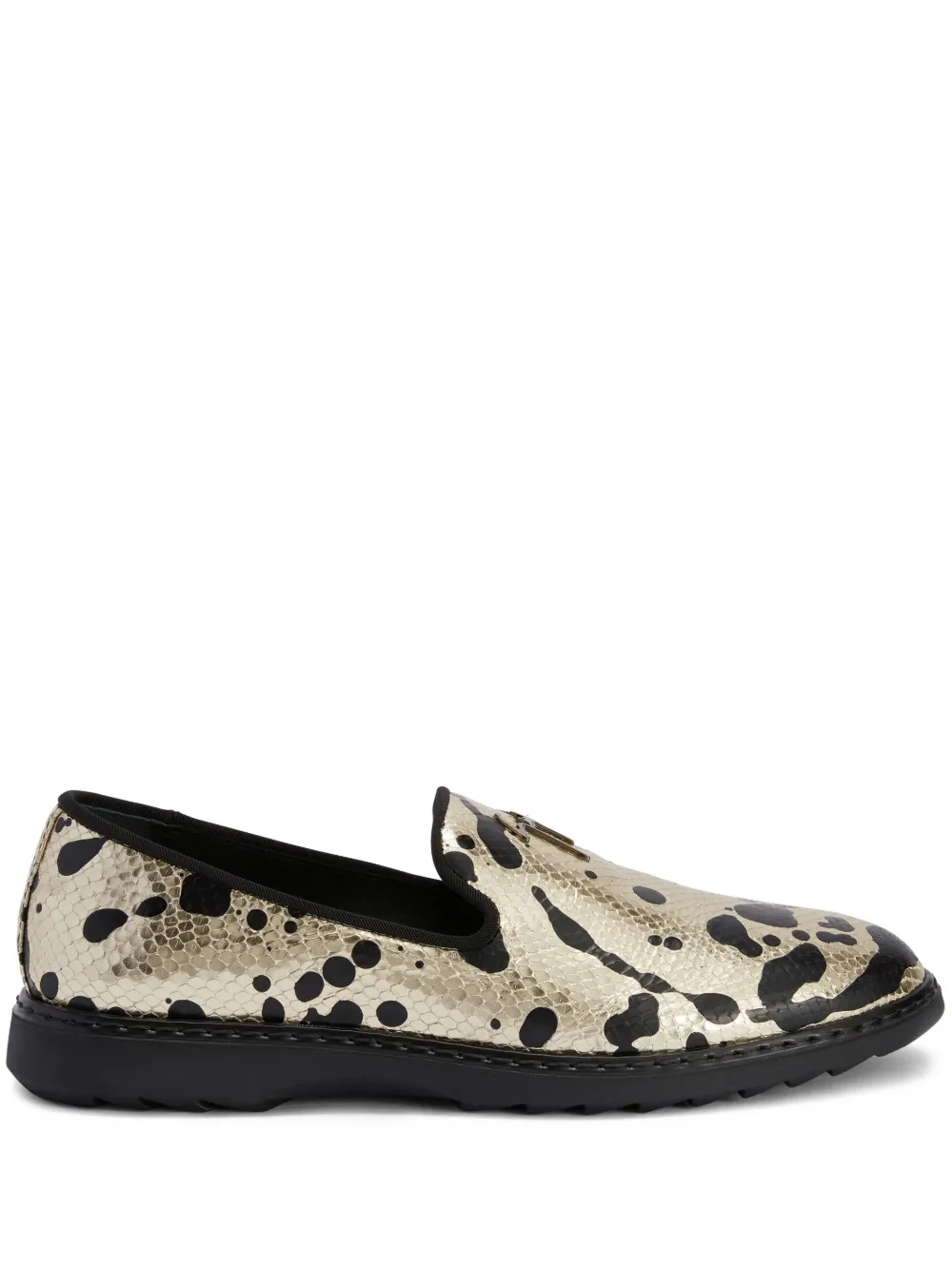 Men Giuseppe Zanotti Snake-effect Paint-splatter Leather Loafers