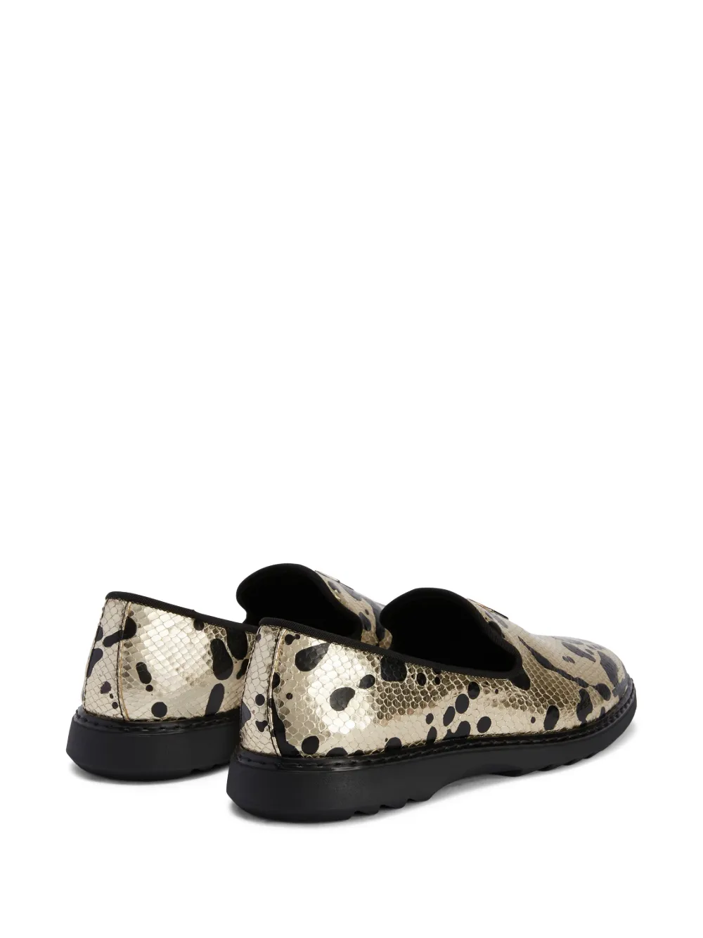 Men Giuseppe Zanotti Snake-effect Paint-splatter Leather Loafers - Image 3