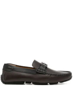 Men Bally Logo-plaque Almond Toe Loafers