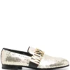 Men Moschino Logo-plaque Sequin Leather Loafers