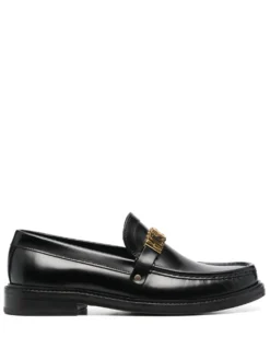 Men Moschino Logo-plaque Apron-toe Loafers