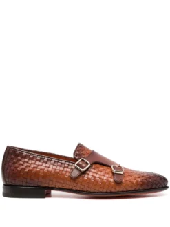 Men Santoni Double-monk Strap Woven Shoes