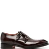 Men Santoni Double Strap Leather Monk Shoes