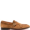 Men Santoni Double-buckle Suede Monk Shoes