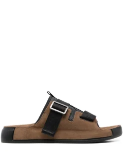 Men Stone Island Shadow Project Crossover Fastening Suede Slides