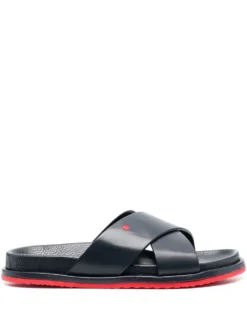 Men Kiton Crossover Strap Leather Slides