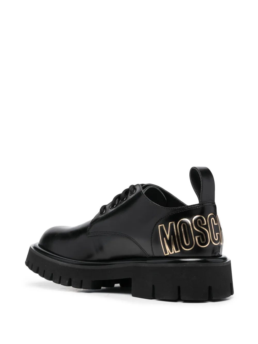 Men Moschino Logo-print Lace-up Leather Boots - Image 3