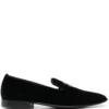 Men Roberto Cavalli Embroidered Suede Loafers