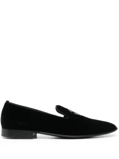Men Roberto Cavalli Embroidered Suede Loafers