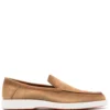 Men Santoni Drain Slip-on Suede Loafers