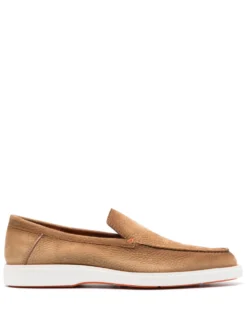 Men Santoni Drain Slip-on Suede Loafers