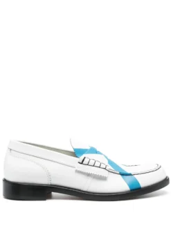 Men College Contrast-stitching Leather Loafers