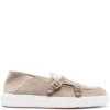 Men Santoni Double-buckle Suede Monk Shoes
